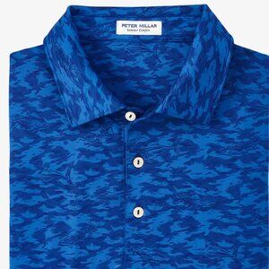 Peter Millar Golf Shirt Polo Summer Comfort Fish Camo Print NWT $110 UPF 50+